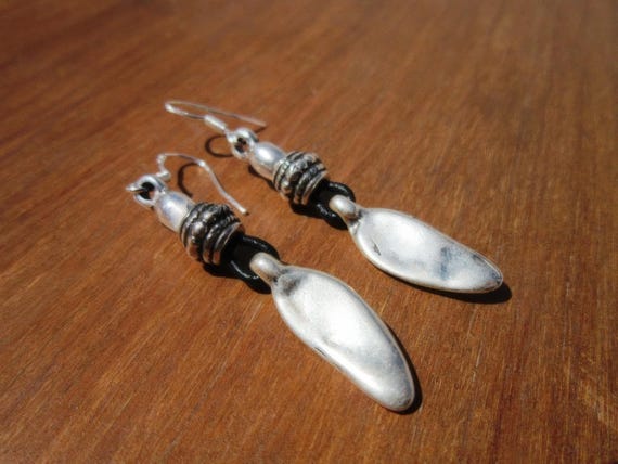 Gift for her hook sterling silver earrings dangle, statement drop beaded earrings. Personalized handmade jewelry, cute boho unique earrings.