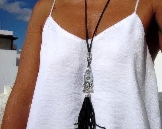 Silver Chunky Couples Necklace Pendant • Beaded Charm Necklace • Personalized Neotribal Jewelry Gifts Best selling items Host Gift for Her