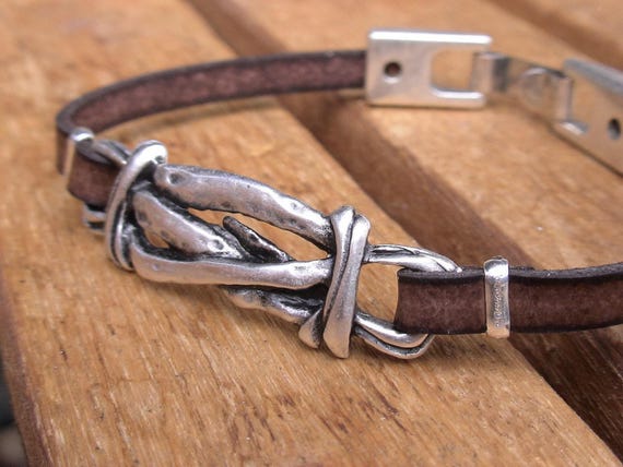 Bohemian Leather and Silver Beaded Bracelet Jewelry • Handmade Personalized Jewelry Gifts • Custom Bracelet Gift for Her by Kekugi