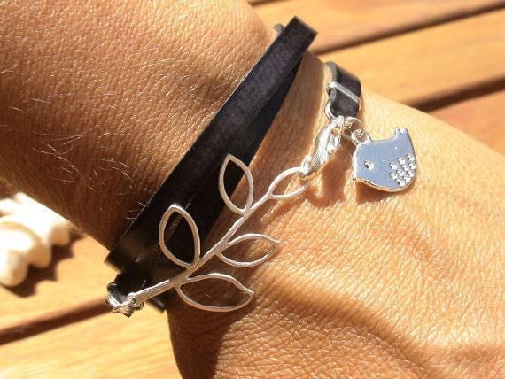 Custom Charm Silver Beaded Bracelet • Bohemian Handmade Jewelry • Personalized Custom jewelry Gift for Her & Birthday Gift by kekugi
