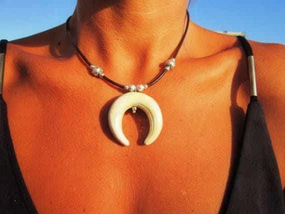 Silver Beaded Crescent Moon Charm Pendant Necklace • Bohemian Handmade Personalized Jewelry • Best selling items birthday Gift for her