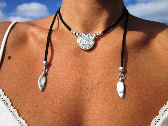 Custom Beaded Matching Necklaces • Leather and Silver Couples Necklace Best selling items• Bohemian Personalized Jewelry Gift for Her Host