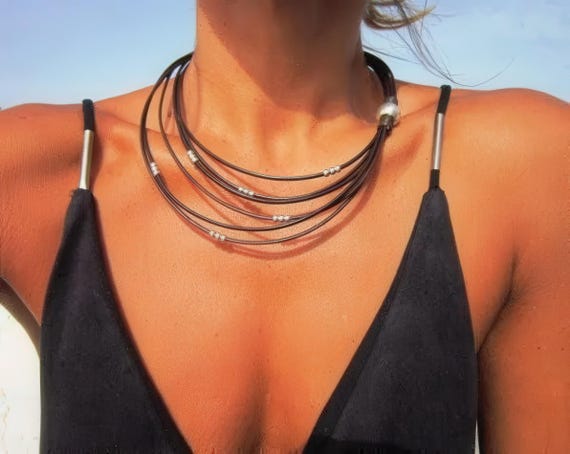 Layered Silver Beaded Necklace with charm • Couples Necklace with Charm • Handmade Personalized Bohemian Jewelry Gift for Her by Kekugi