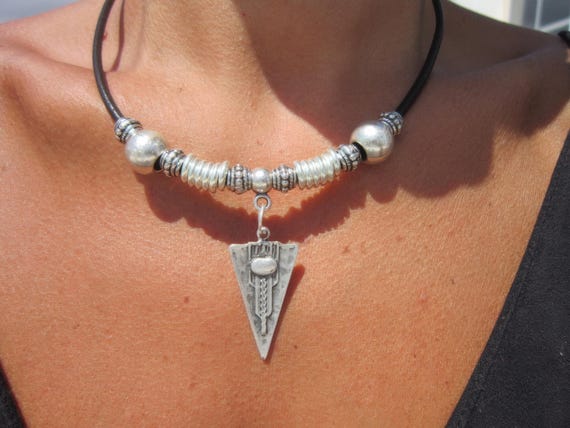 Silver Beaded Necklace with Charm • Bohemian Handmade jewelry • Necklaces for Women • Personalized Jewelry Gift for Her