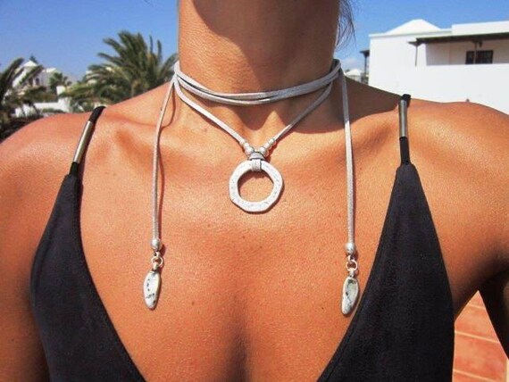 Beaded Ring Necklace Silver Charm Host Gift or couples Necklace • Bohemian Handmade Personalized Jewelry • Best selling items Gift for her