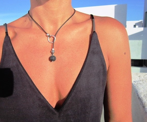 black boho jewelry lariat necklaces for women