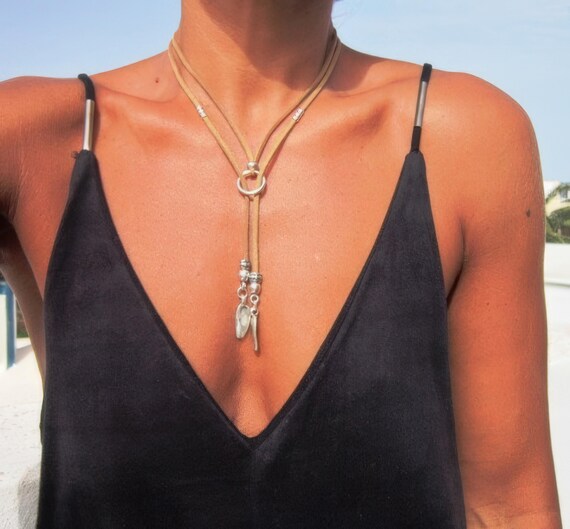 feather Y lariat necklace, long necklaces, silver necklaces, fashion jewelry, ring necklace, silver ring, etsy rings, handmade jewelry