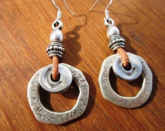 Silver Dangle Drop Earrings • statement Beaded and Boho with sterling hook