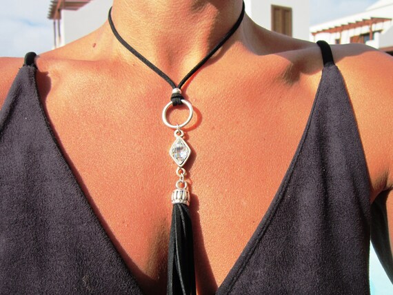 long crystal necklace, tassel necklaces for women