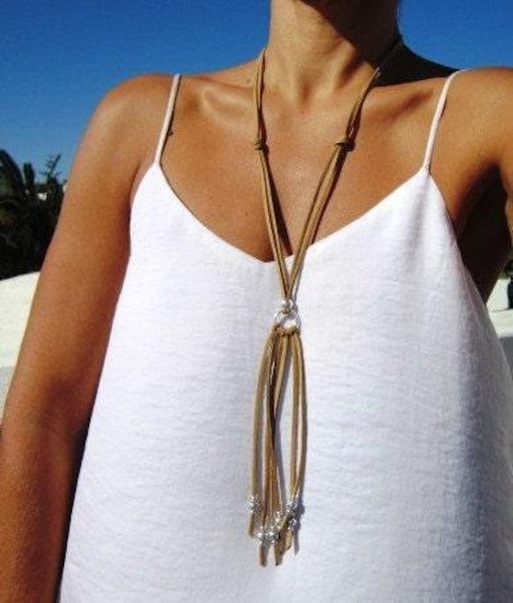 Best selling items Silver Everyday Pendant Beaded Necklace • Long Boho Layered Chunky Necklace Gift for Her • Necklaces for Women by Kekugi