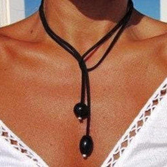 Best Selling Items Y Lariat obsidian onyx Necklace Gift for Her • Bohemian jewelry Necklaces for Women • Personalized Jewelry gifts
