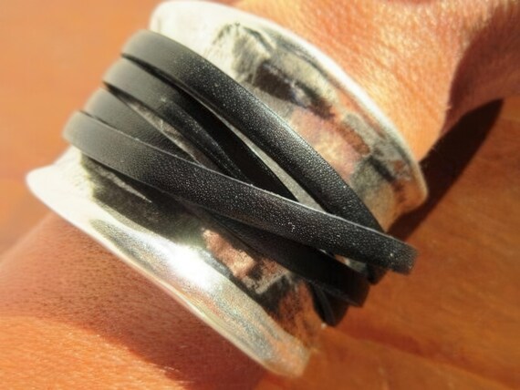 Personalized Leather & Silver Beaded Bracelet Gifts • Handmade Bohemian Jewelry • Birthday Gift or Custom Jewelry Gift for Her by Kekugi