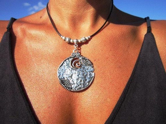 Custom Statement Silver Boho Necklace • Beaded Couples Necklace Pendant Charm • Personalized Jewelry • Best Selling Items Gift for Her