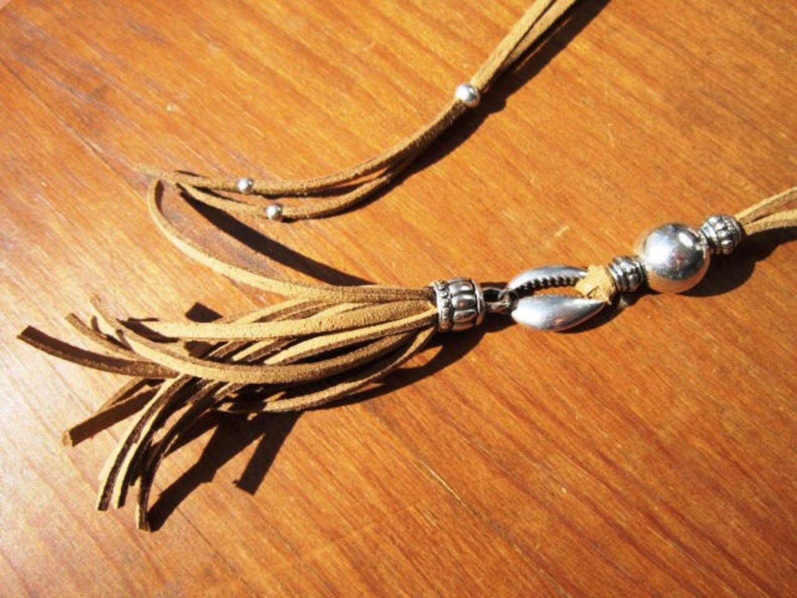 Shell Tassel Necklace Leather Tassel Necklace Long Tassel Etsy Canada