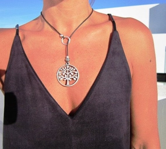 tree of life simple lariat necklace, kekugi necklace for woman