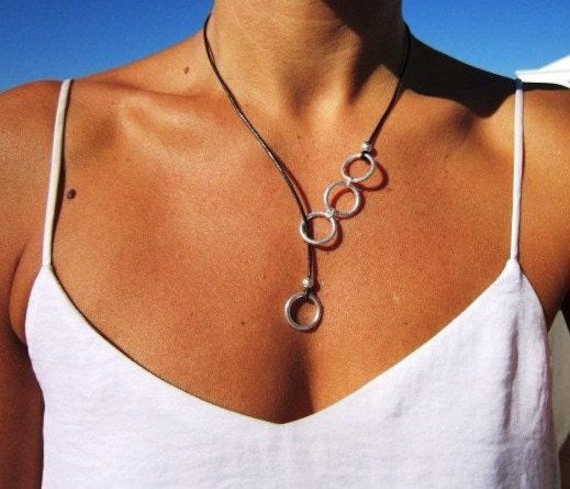 drop ring lariat necklace, silver necklaces, fashion jewelry, ring necklace, silver ring, etsy rings, long necklaces