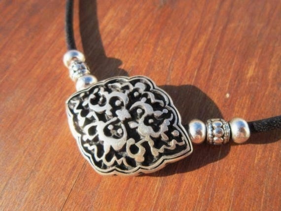 Custom Statement Silver Boho Necklace • Beaded Couples Necklace Pendant Charm • Personalized Jewelry • Best Selling Items Gift for Her