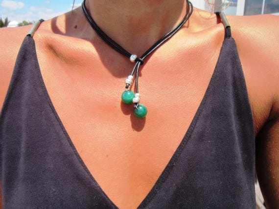 Handmade Couples Birth stone jade Necklace • Y lariat Necklace Birthstone • Personalized Jewelry Gift for Her • Gift for mom