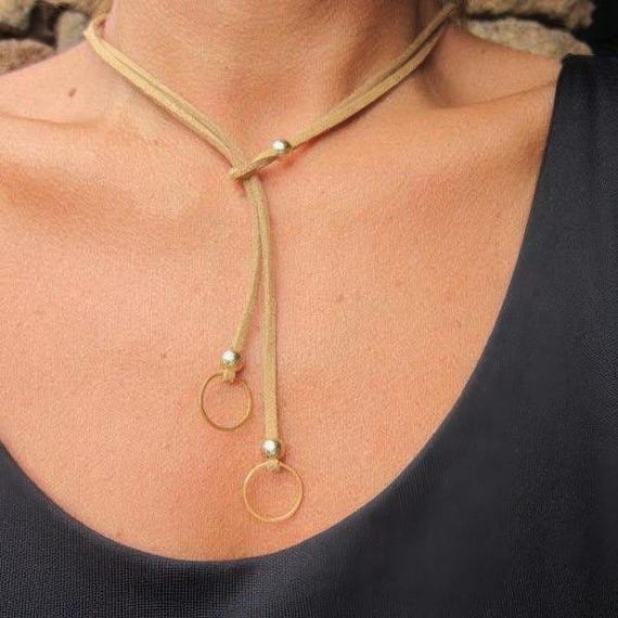 simple gold ring necklace, Y lariat necklace, gold necklaces fashion jewelry, gold ring necklace trends