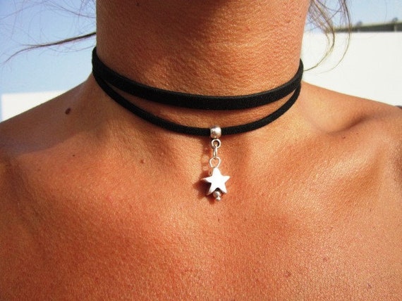 Moon necklace, moon choker, moon and stars,moon charm, moon jewelry, handmade jewelry, etsy jewelry, silver necklace, Women's fashion