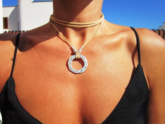 Handmade Leather Choker Necklace Gift for Her • Simple Couples Necklace Jewelry • Personalized Jewelry Best selling items Gift for Host