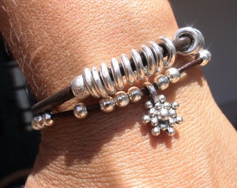 sterling silver bracelets, beads bracelet, beaded bracelets, womens bracelets, silver bracelet, leather bracelet, fashion jewelry