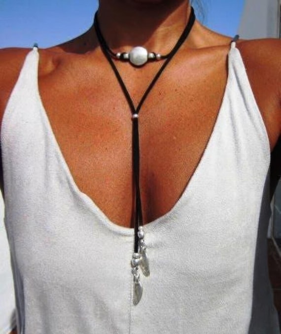 Handmade Leather Choker Necklace Gift for Her • Layered Couples Necklace Jewelry • Personalized Jewelry Best selling items Gift for Host