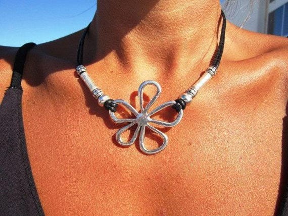 Silver beaded daisy Necklace featuring a birth flower Pendant Charm • Bohemian Personalized Jewelry • Best selling items Gift for her