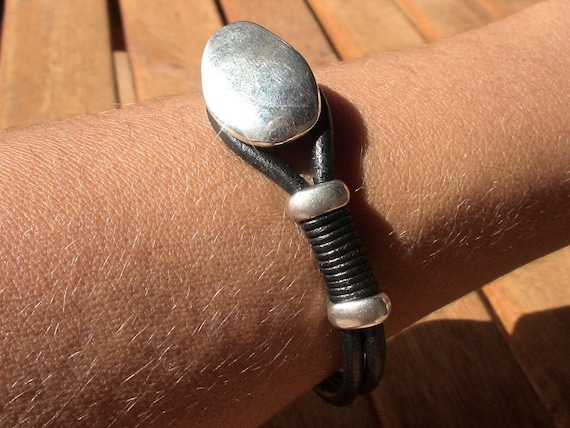 Leather & Silver Bracelets for Women • Matching Couple Bracelets • Custom bracelet Gift for women • Best Selling jewelry Items by Kekugi