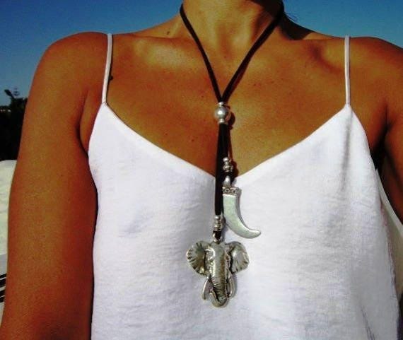 Silver Pendant Elephant Necklace Charm • Necklaces for Women • Bohemian Handmade Jewelry • Best selling items Custom Gift for her by Kekugi