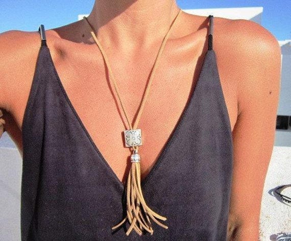 Celtic Silver Pendant Necklace  Tribal Long Necklace for Women  Unique Gift