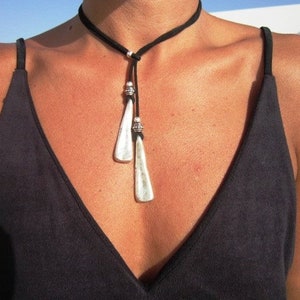 Bohemian necklace, y necklace, lariat necklace, leather necklaces for women, pendant necklace, boho necklace, leather necklace image 2