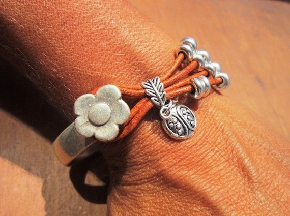 flower bracelet, womens bracelets, silver bracelet, leather bracelet, beaded Bracelets, natural jewelry, accessories, charm Bracelet