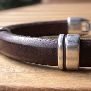Leather & Silver Mens Bracelet • Matching Couple Bracelets • Custom mens bracelet Gift for him • Best Selling Items jewelry by Kekugi