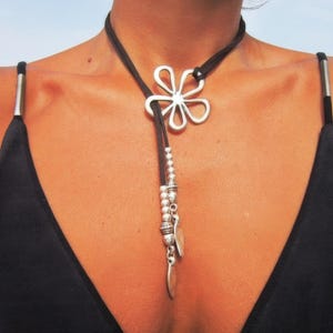 Daisy flower Y lariat Necklace • Boho Couples Necklace gift for Her • Bohemian personalized Handmade Jewelry • Best selling items by Kekugi