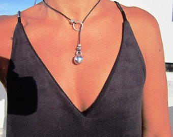 Y Lariat Halskette, zierliche Silber Lariat Halsketten für Frauen, einfache Schichtung Halskette