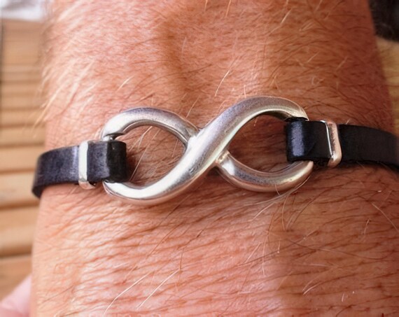 Leather & Silver Mens Bracelet • Matching Couple Bracelets • Custom mens bracelet Gift for him • Best Selling Items jewelry by Kekugi