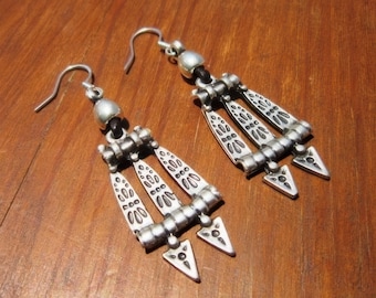 Pendientes colgantes de plata • Boho con cuentas y hechos a mano con gancho de plata esterlina