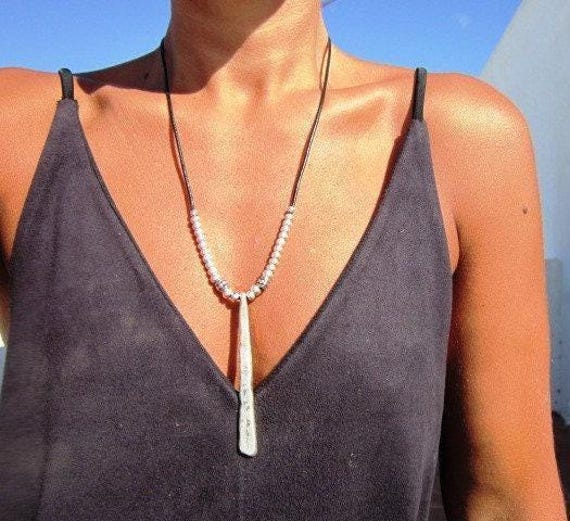 Silver Chunky Couples Necklace Pendant • Beaded Charm Necklace • Personalized Neotribal Jewelry Gifts Best selling items Host Gift for Her