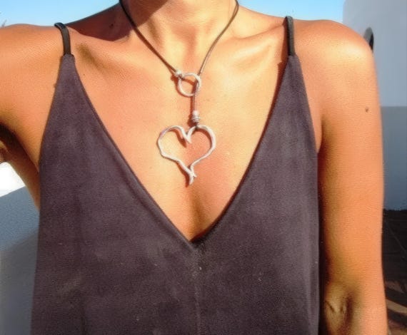 Handmade Couples Heart Necklace • Y lariat Necklace Customized • Personalized Bohemian Jewelry Gift for Her • Birthday Gift for mom or Mama