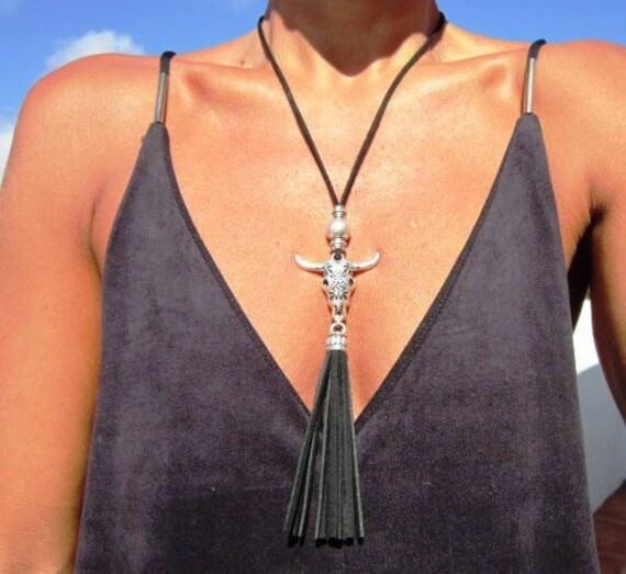 tassel pendant necklace, long necklace, silver necklaces for women, bohemian necklace boho jewelry