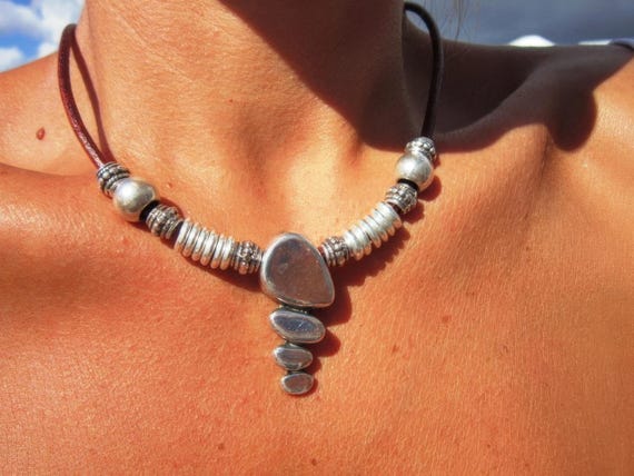 Custom Statement Silver Beaded Necklace with Pendant Charm • Custom Personalized Black owned Jewelry • Best selling items Gift for Her