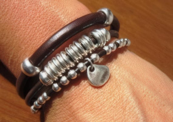 Custom Charm Silver Beaded Bracelet • Bohemian Handmade Jewelry • Personalized Custom jewelry Gift for Her & Birthday Gift by kekugi