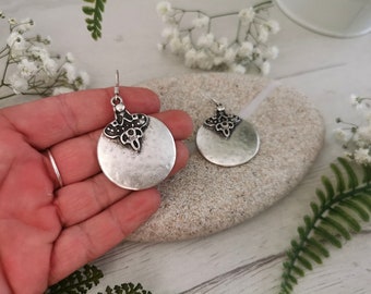 Unique ethnic dangle earrings, silver boho earrings, drop earrings, statement handmade jewelry, boho jewelry accessories, women earrings