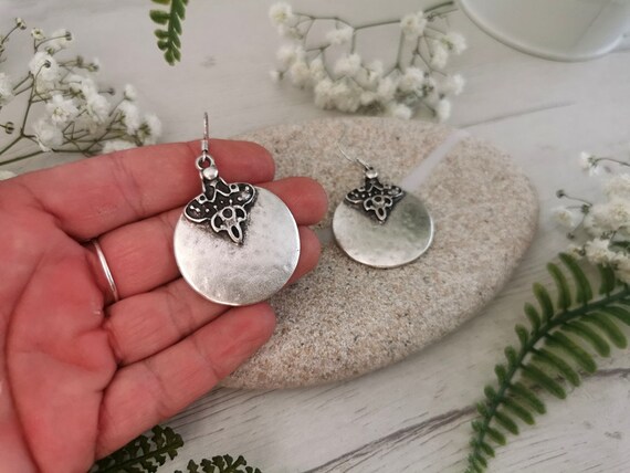 Unique ethnic dangle earrings, silver boho earrings, drop earrings, statement handmade jewelry, boho jewelry accessories, women earrings