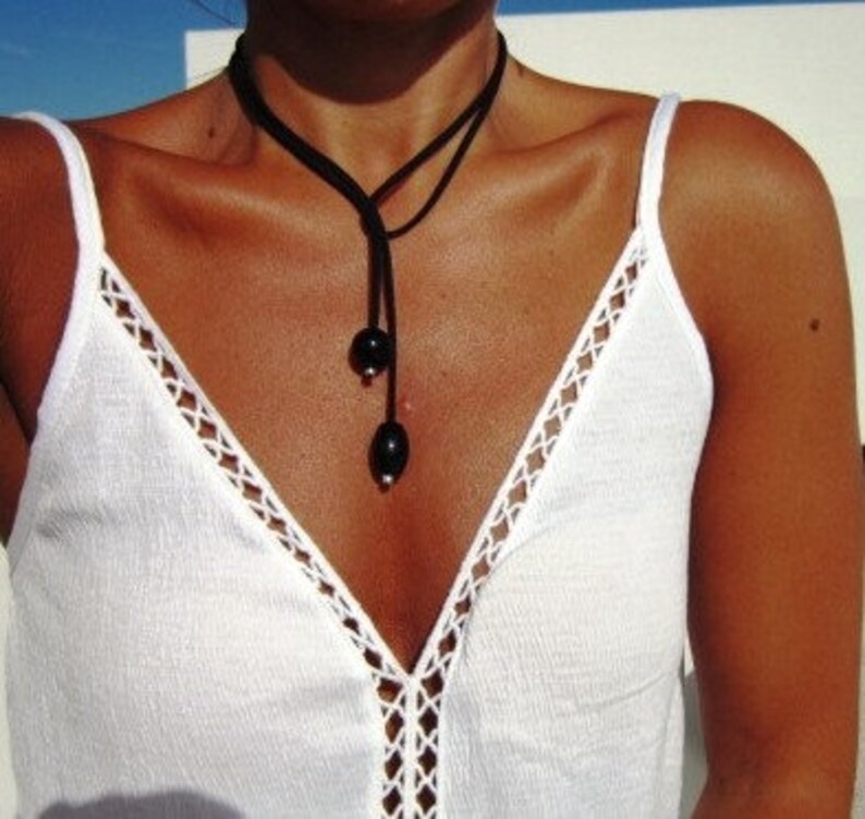 Black lariat necklace Diane Keaton necklace Somethings Gotta Etsy