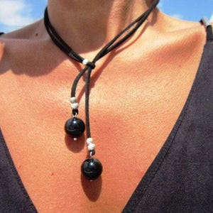 Best Selling Items Y Lariat obsidian onyx Necklace Gift for Her • Bohemian jewelry Necklaces for Women • Personalized Jewelry gifts