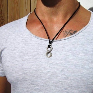 Infinity Silver Couples Necklace for Men – Charm Necklace Custom Gift Mens Jewelry Gifts for Men Unique Handmade by Kekugi