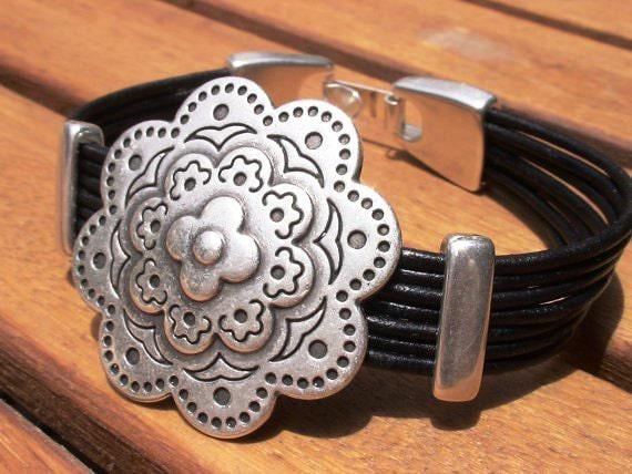 Matching Couple Bracelets Gift for Her • Leather & Silver Charm Beaded Bracelet • Bohemian Handmade Jewelry • Best Selling Items