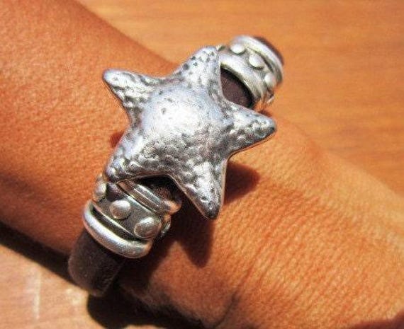 Bohemian Leather and Silver Beaded Bracelet Jewelry • Handmade Personalized Jewelry Gifts • Custom Bracelet Gift for Her by Kekugi